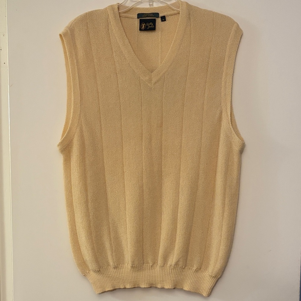 3 for $25! Vintage Bobby Jones Alpaca V-Neck Yellow Sweater Vest,grandpa core, M
